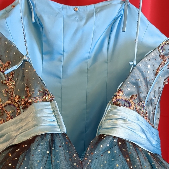 Posh Blue Formal Gown Sleeveless Spaghetti Strap Sweetheart - Picture 4 of 16